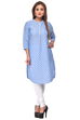Blue Straight Cotton Kurta image number 0