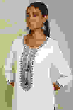 White Pashmina Straight Kurta image number 1