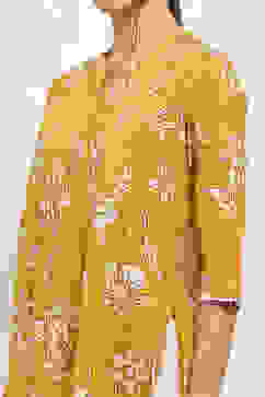 Mustard Yellow Cotton Printed Indie Top image number 1