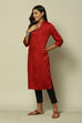 Maroon Polyester Straight Yarndyed Kurta image number 2