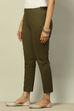 Nephrite Green Cotton Blend Solid Patyala image number 2