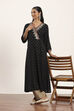 Black Viscose Rayon Straight Kurta Pants Set image number 0