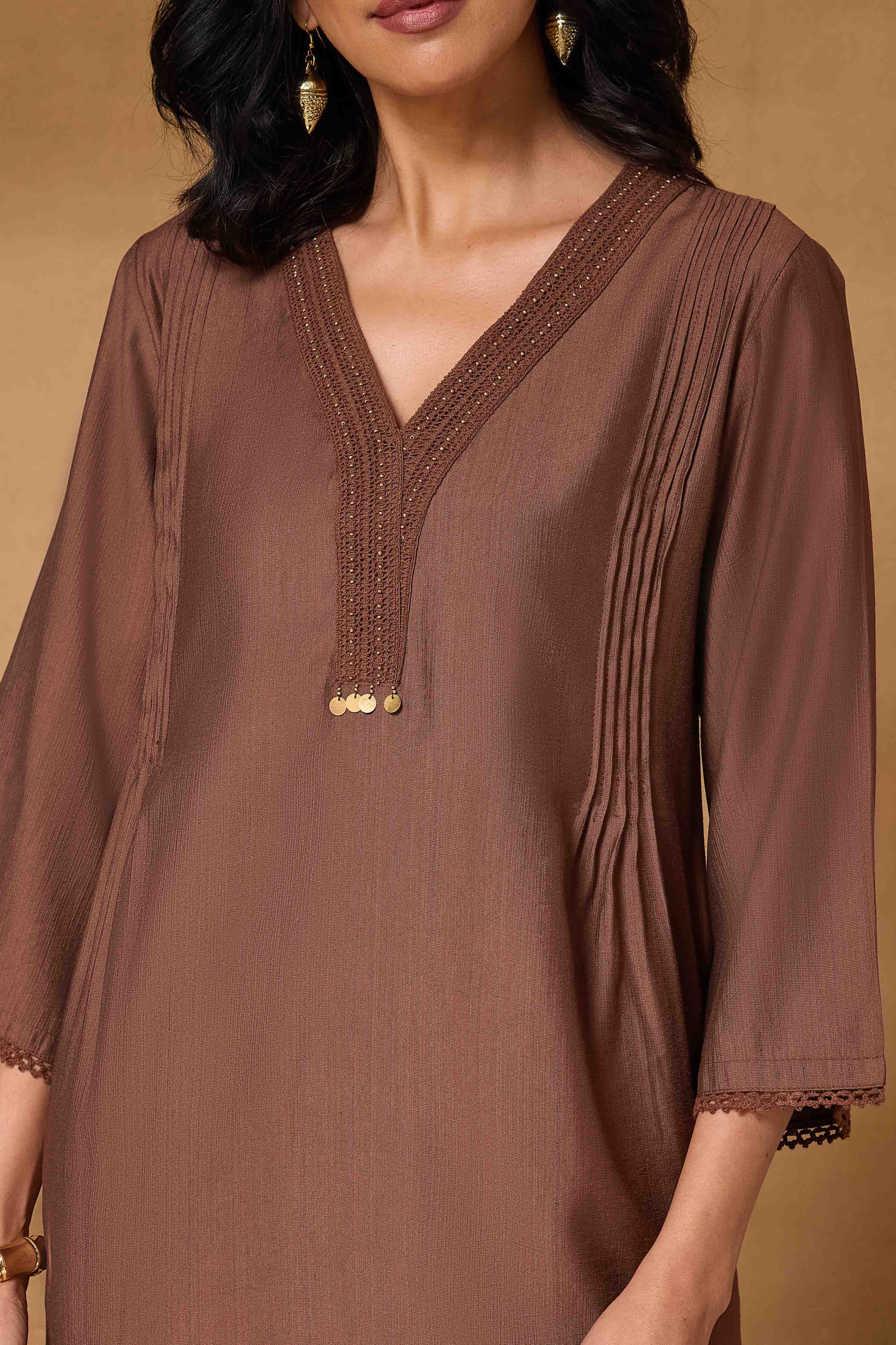 Teal Viscose Blend Straight Solid Kurta image number 1