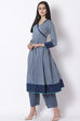 Indigo Cotton Kalidar Kurta image number 3