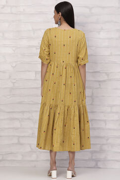 Mustard Cotton Tiered Dress image number 4