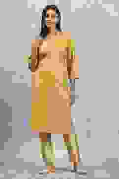 Yellow Viscose Blend Printed Straight Kurta image number 5