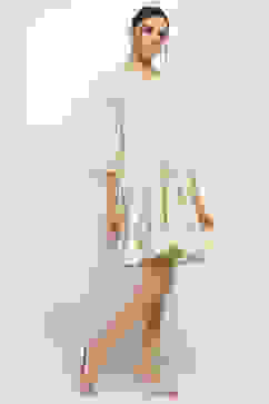 Olive Green Printed Tiered Dress image number 4