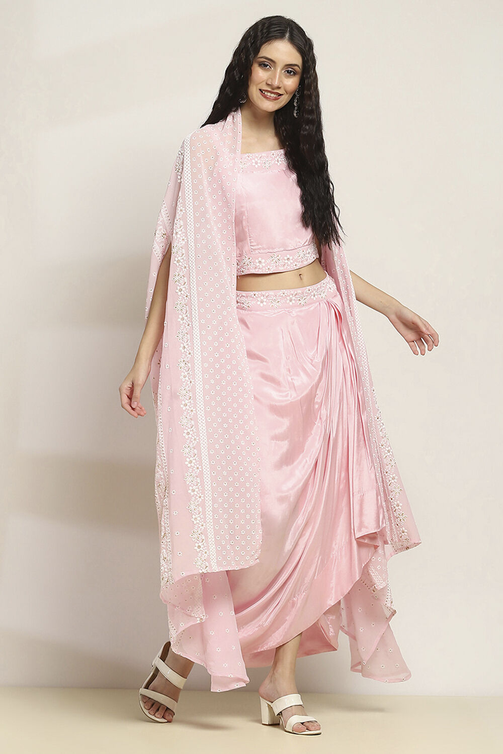 Pink Viscose Skirt Set image number 5