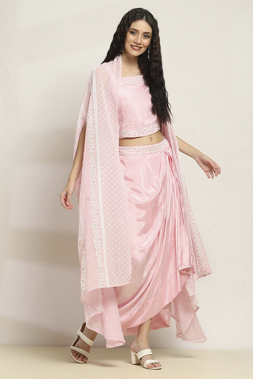 Pink Viscose Skirt Set image number 5