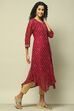 Wine Polyester Straight Printed Kurta image number 4