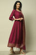 Wine Polyester A-Line Solid Dress