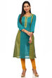 Green Straight Poly Cotton Kurta image number 0