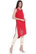 Red Cotton Straight Kurta image number 2