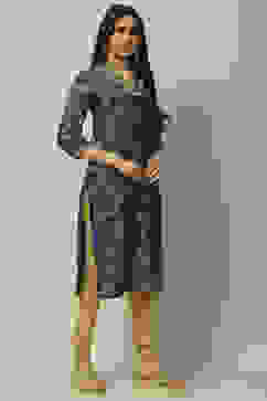 Blue Viscose Blend Staight Kurta image number 4