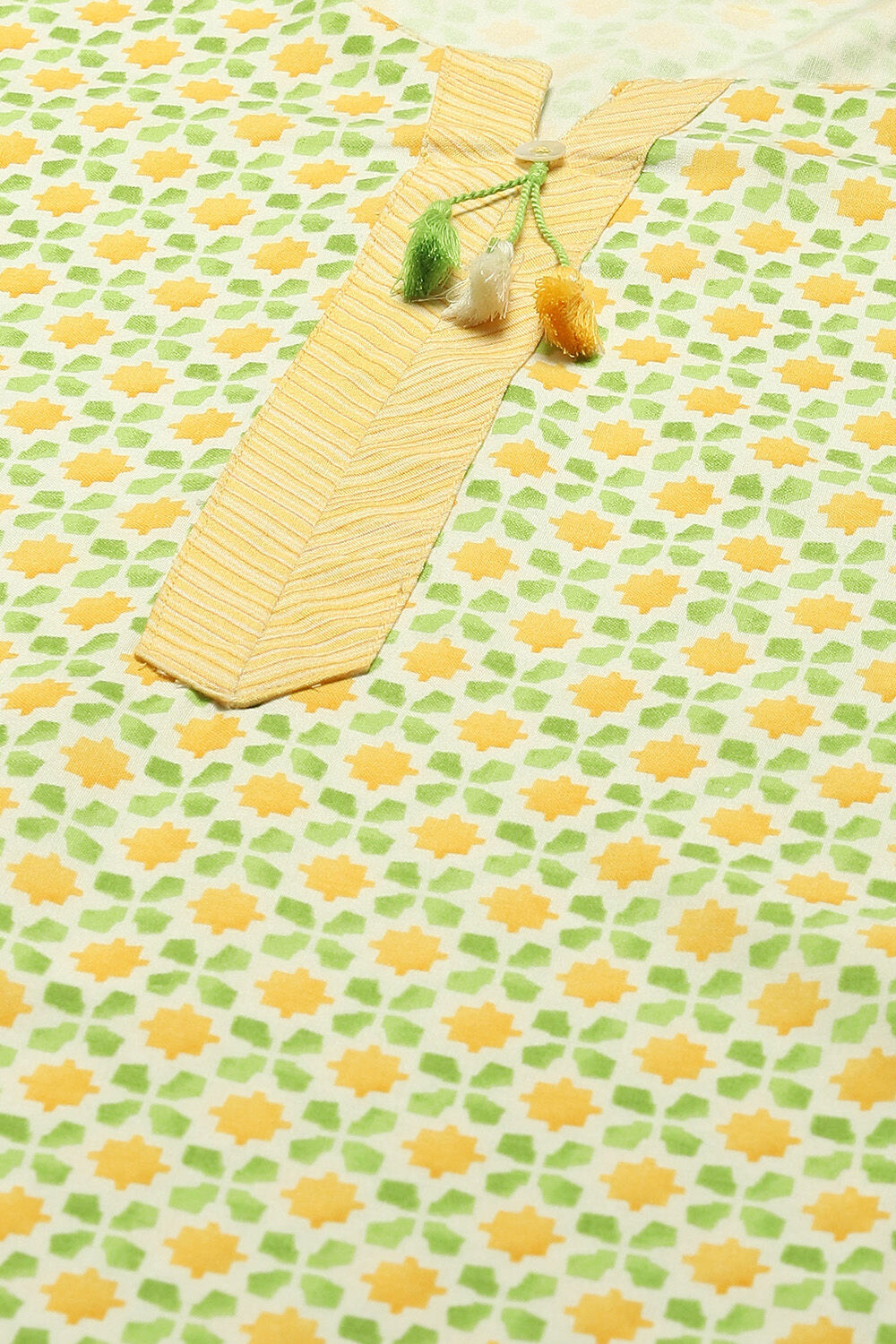 Lime Green Printed Straight Kurta image number 1