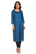 Teal Blue Flared Viscose Jacket image number 5