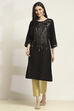Black Viscose Rayon Printed Straight Kurta image number 5