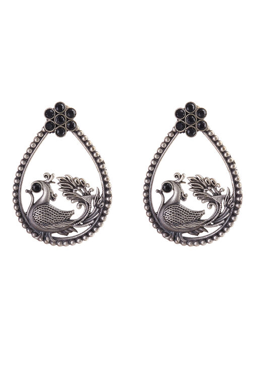 Black Metal Brass Earrings image number 2