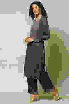 Green Acrylic Straight Suit set image number 3