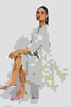 Olive Green Printed Tiered Dress image number 0