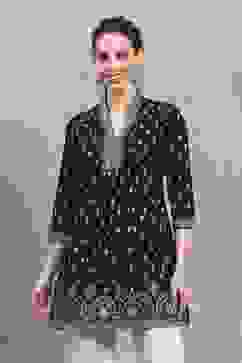 Black Cotton Printed A-Line Top image number 5