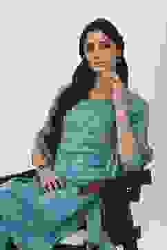 Blue Cotton Straight Suit Sets image number 7