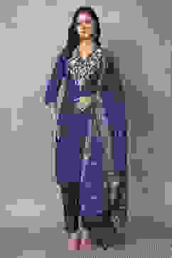 Blue Cotton Straight Suit Sets image number 0