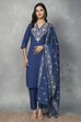 Blue Cotton Straight Suit Sets