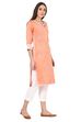 Peach Straight Poly Chanderi Kurta image number 3