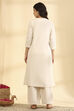 Off White Rayon Flex Straight Co-ord Set image number 5