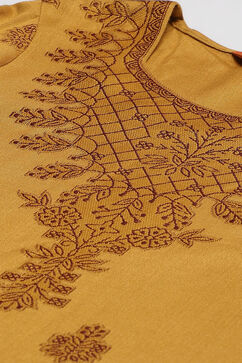 Mustard Acrylic Straight Suit Set image number 1