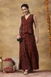 Red Viscose Blend Regular Printed Top Palazzo Set image number 0