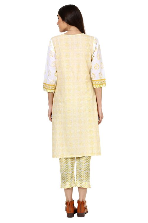 White Straight Cotton Kurta image number 3