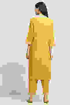 Yellow Viscose Rayon Printed Straight Kurta Pants Set image number 4