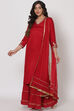 Maroon Viscose And Cotton Straight Suit Set image number 2