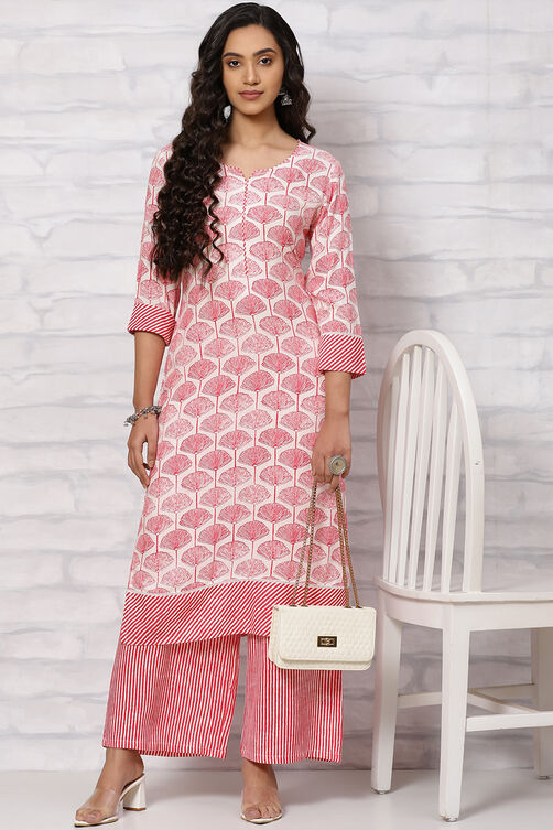 Red Viscose Rayon Straight Suit Set image number 6