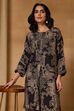 Black Viscose Blend Straight Printed Kurta Pants Set image number 8