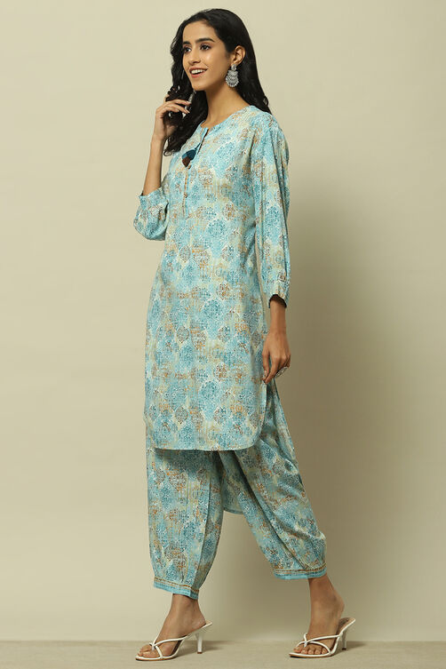 Multi-coloured Printed Straight Co-ord Set image number 3