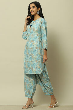 Blue Rayon Straight Co-ord Set image number 3