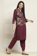 Black Viscose Blend Printed Straight Kurta Pants Set image number 5