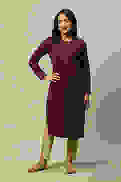 Purple Jacquard Yarndyed Kurta image number 0