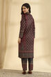 Maroon Polyester Printed Straight Suit Set image number 5