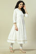 White Cotton Blend Straight Kurta image number 3