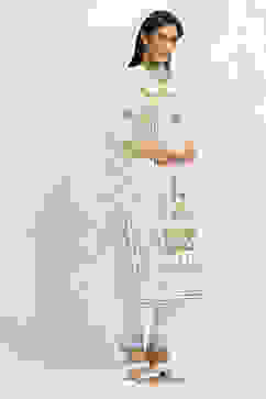 White Cotton Printed Straight Suit Set image number 5