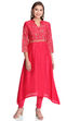 Pink Viscose A Line Kurta image number 0