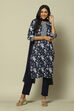 Indigo Blue Cotton Straight Printed Kurta Palazzo Suit Set image number 0