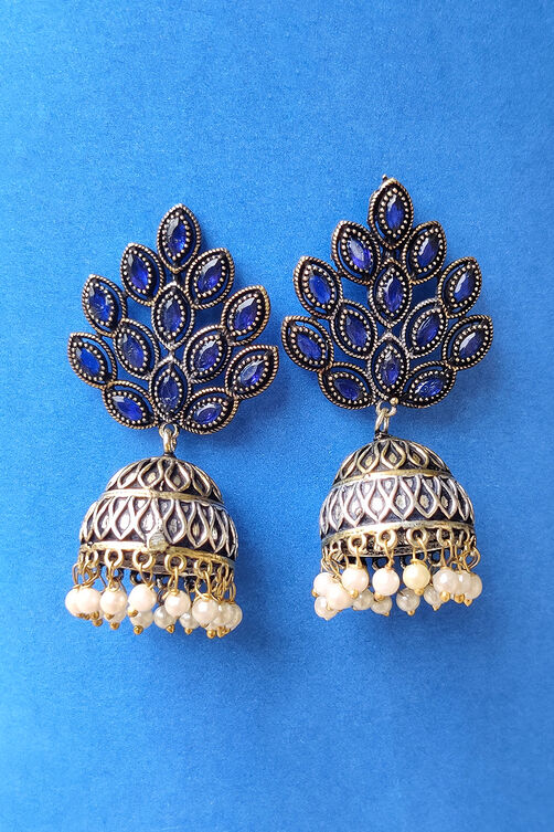 Dark Blue Metal Brass Earring image number 0