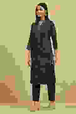 Brown Viscose Blend Printed Straight Kurta Pants Set image number 3