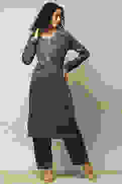 Green Acrylic Straight Printed Kurta Palazzo Suit Set image number 3