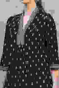 Black Cotton Printed A-Line Top image number 1